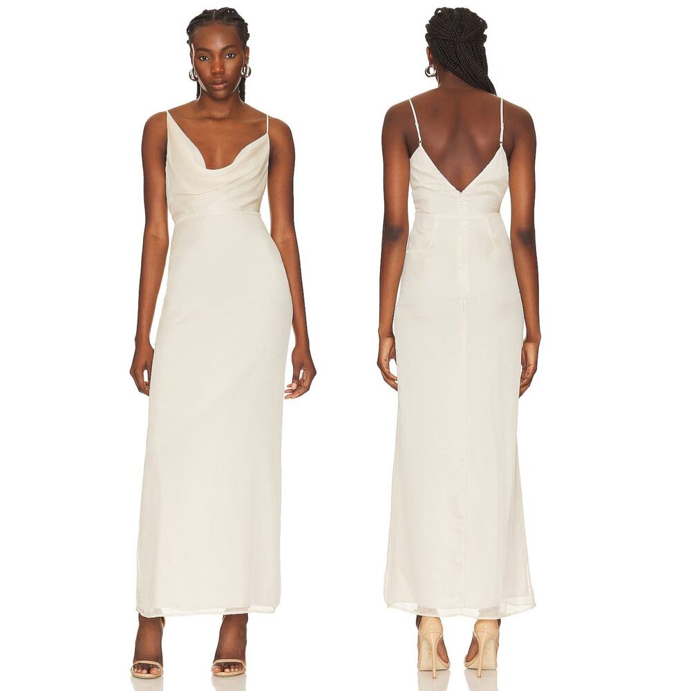 NBD Nadiah Gown Maxi Chiffon Cowl Neck Formal Bridal Graduation Party Gala M